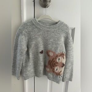 Zara Baby Gray Sweater with Fox Design 18-24m